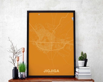 JIGJIGA Ethiopia map poster color Hometown City Print Modern Home Decor Office Decoration Wall Art Dorm Bedroom Gift