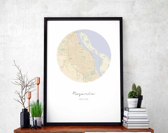ROSARIO Argentina map poster wall decor design modern minimal nordic travel bedroom home art vintage retro dorm nursery housewarming