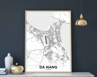 DA NANG Vietnam map poster Hometown City Print Modern Home Decor Office Decoration Wall Art Dorm Bedroom Gift