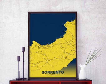 SORRENTO Italy map poster color Hometown City Print Modern Home Decor Office Decoration Wall Art Dorm Bedroom Gift