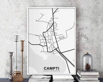 CAMPTI Louisiana LO USA map poster Hometown City Print Modern Home Decor Office Decoration Wall Art Dorm Bedroom Gift