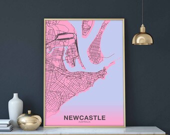 NEWCASTLE Australia poster color Hometown City Print Modern Home Decor Office Decoration Wall Art Dorm Bedroom Gift