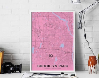 BROOKLYN PARK Minnesota MN usa poster color Hometown City Print Modern Home Decor Office Decoration Wall Art Dorm Bedroom Gift