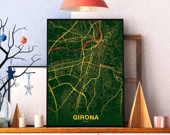 GIRONA Spain poster color Hometown City Print Modern Home Decor Office Decoration Wall Art Dorm Bedroom Gift