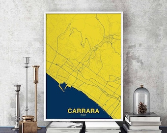CARRARA Italy map poster color Hometown City Print Modern Home Decor Office Decoration Wall Art Dorm Bedroom Gift