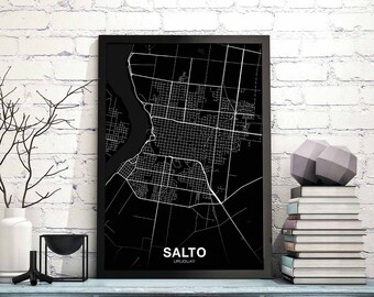 SALTO Uruguay map poster black white Hometown City Print Modern Home Decor Office Decoration Wall Art Dorm Bedroom Gift