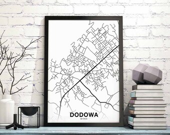 DODOWA Ghana map poster black white Hometown City Print Modern Home Decor Office Decoration Wall Art Dorm Bedroom Gift