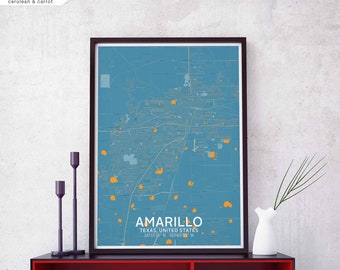 AMARILLO Texas USA map poster black white Hometown City Print Modern Home Decor Office Decoration Wall Art Dorm Bedroom Gift