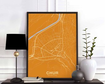 CHUR Switzerland poster color Hometown City Print Modern Home Decor Office Decoration Wall Art Dorm Bedroom Gift