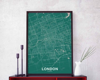 LONDON Canada poster color Hometown City Print Modern Home Decor Office Decoration Wall Art Dorm Bedroom Gift
