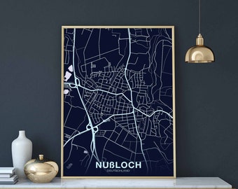 NUSSLOCH Germany map poster color Hometown City Print Modern Home Decor Office Decoration Wall Art Dorm Bedroom Gift