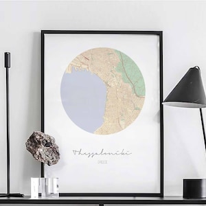THESSALONIKI Griechenland Karte Poster Wanddekoration Design moderne minimalistische nordische Reisekunst Wanddeko Wanddeko Dekoration fürs Wohnzimmer Einweihungsparty