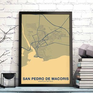 SAN PEDRO de MACORIS République dominicaine carte affiche couleur ville natale ville impression moderne décor à la maison bureau décoration mur art dortoir chambre cadeau