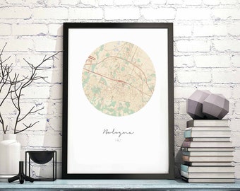 BOLOGNA Italy map poster wall decor design modern minimal nordic travel bedroom home art vintage retro dorm nursery housewarming