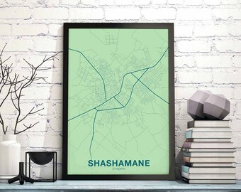 SHASHAMANE Ethiopia map poster color Hometown City Print Modern Home Decor Office Decoration Wall Art Dorm Bedroom Gift