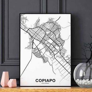 COPIAPO Cile mappa poster bianco e nero Città natale Città Stampa Arredamento moderno per la casa Decorazione per ufficio Arte murale Camera da letto dormitorio Regalo