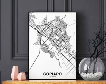 COPIAPO Chile map poster black white Hometown City Print Modern Home Decor Office Decoration Wall Art Dorm Bedroom Gift