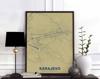 SARAJEVO Bosnia & Herzegovina poster color Hometown City Print Modern Home Decor Office Decoration Wall Art Dorm Bedroom Gift