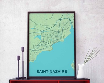 SAINT-NAZAIRE France map poster colors Hometown City Print Modern Home Decor Office Decoration Wall Art Dorm Bedroom Gift