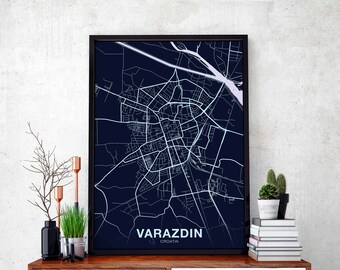 VARAZDIN Croatia poster color Hometown City Print Modern Home Decor Office Decoration Wall Art Dorm Bedroom Gift