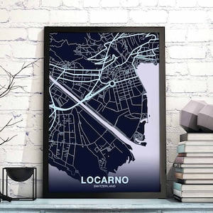 LOCARNO Switzerland Schweiz Suisse map poster color Hometown City Print Modern Home Decor Office Decoration Wall Art Dorm Bedroom Gift
