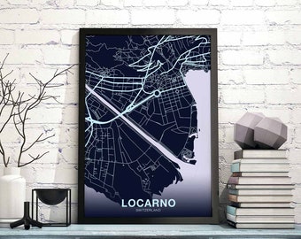 LOCARNO Switzerland Schweiz Suisse map poster color Hometown City Print Modern Home Decor Office Decoration Wall Art Dorm Bedroom Gift