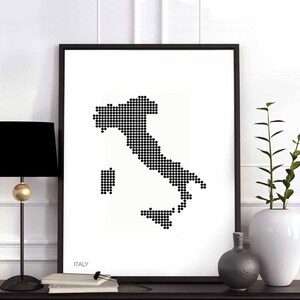ITALIEN Landkarte mit Punkten retro schwarz weiss Wand Dekor Design modern schweizerisch skandinavisch chic elegant elegant elegant elegant Geschenk