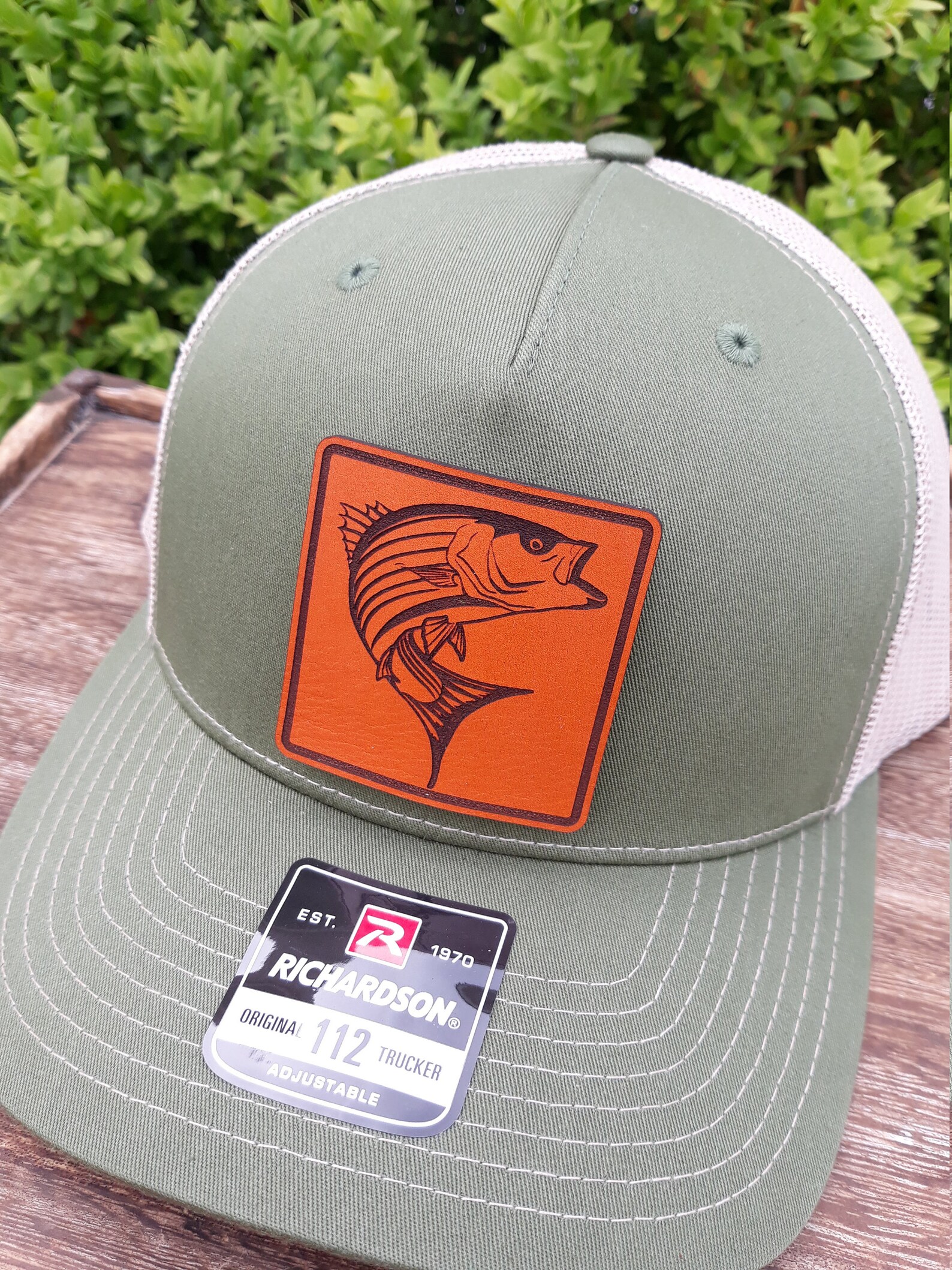 Striper Bass Fishing Hat Leather patch fishing hat Salt Etsy