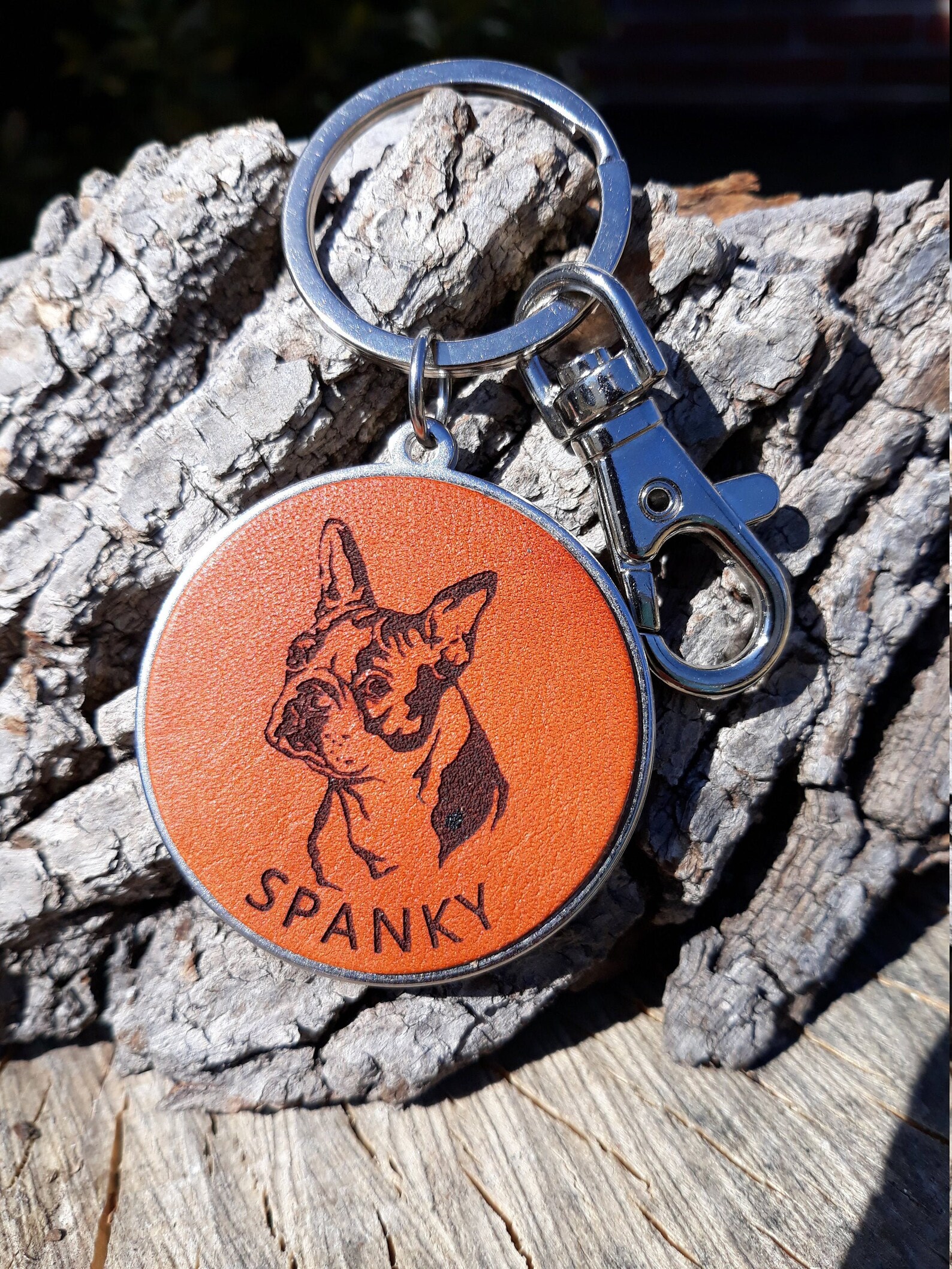 Dog key chain Personalized leather Pet key chain Pet Etsy