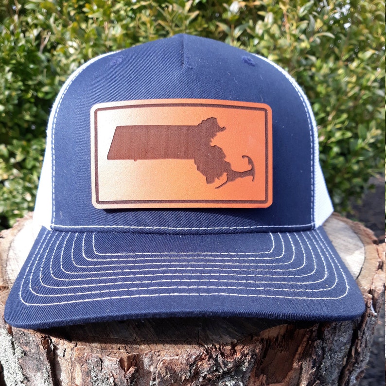 US States Hat Massachusetts State Hat Genuine leather patch Etsy