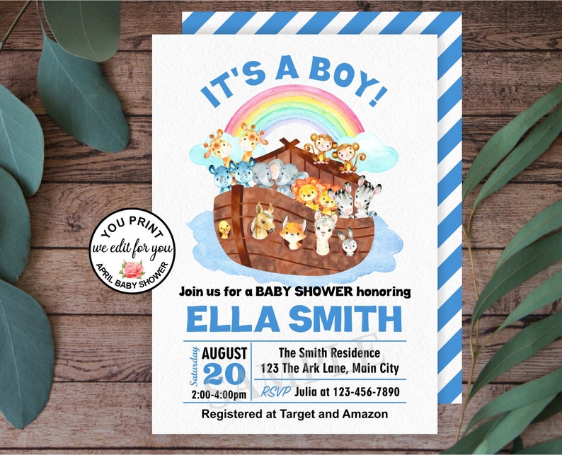 Noah's Ark / Baby / Shower / bible / It's a Boy / blue Etsy