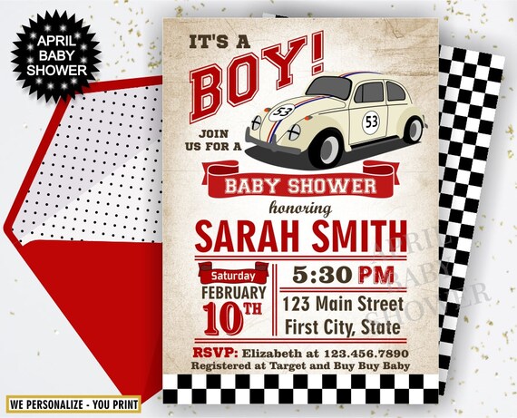 car baby shower invitations