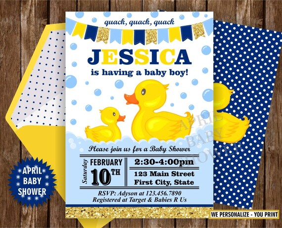 Amazon Com 24 Rubber Ducky Baby Shower Invitations 5x7 Invites
