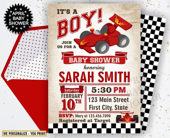 race car baby shower invitations