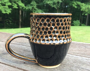 Dotted Handmade Ceramic Mug Black/Brown - Stoneware