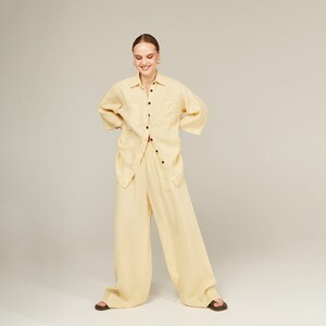 Linen Tracksuit, Womens Suit, Linen Set, Handmade Clothing, Linen Trousers, Summer Shirt, Linen Beach Set