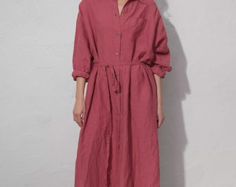 Bio-Leinenkleid für Frauen, Sommer-Leinenkleid mit entspannter Passform