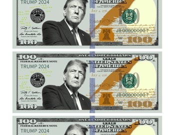 NEU Donald Trump 100 Dollar Bill - 4 echtgroße Dollarscheine (Vorder- und Rückseite) | TRUMPF 2024