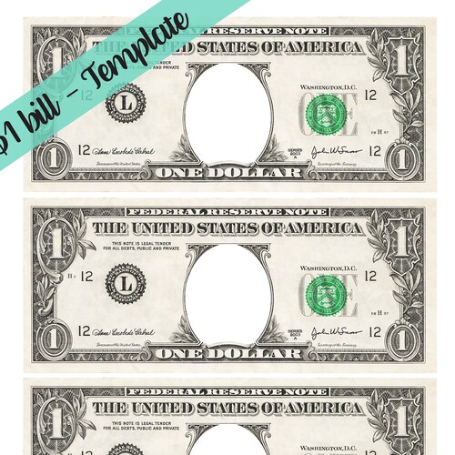 100 Dollar Bill Template Letter Page With 4 Real Size Dollar - Etsy