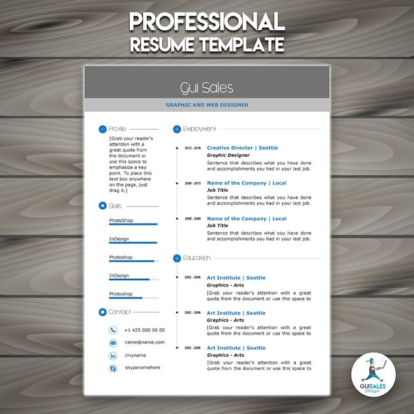 Professional Resume Template | CV Template  | Mac or Pc