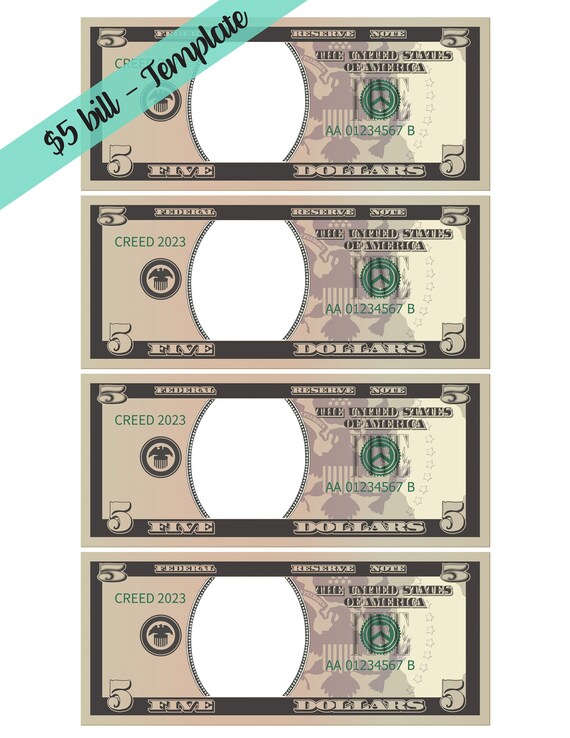 5 Dollar Bill Actual Size