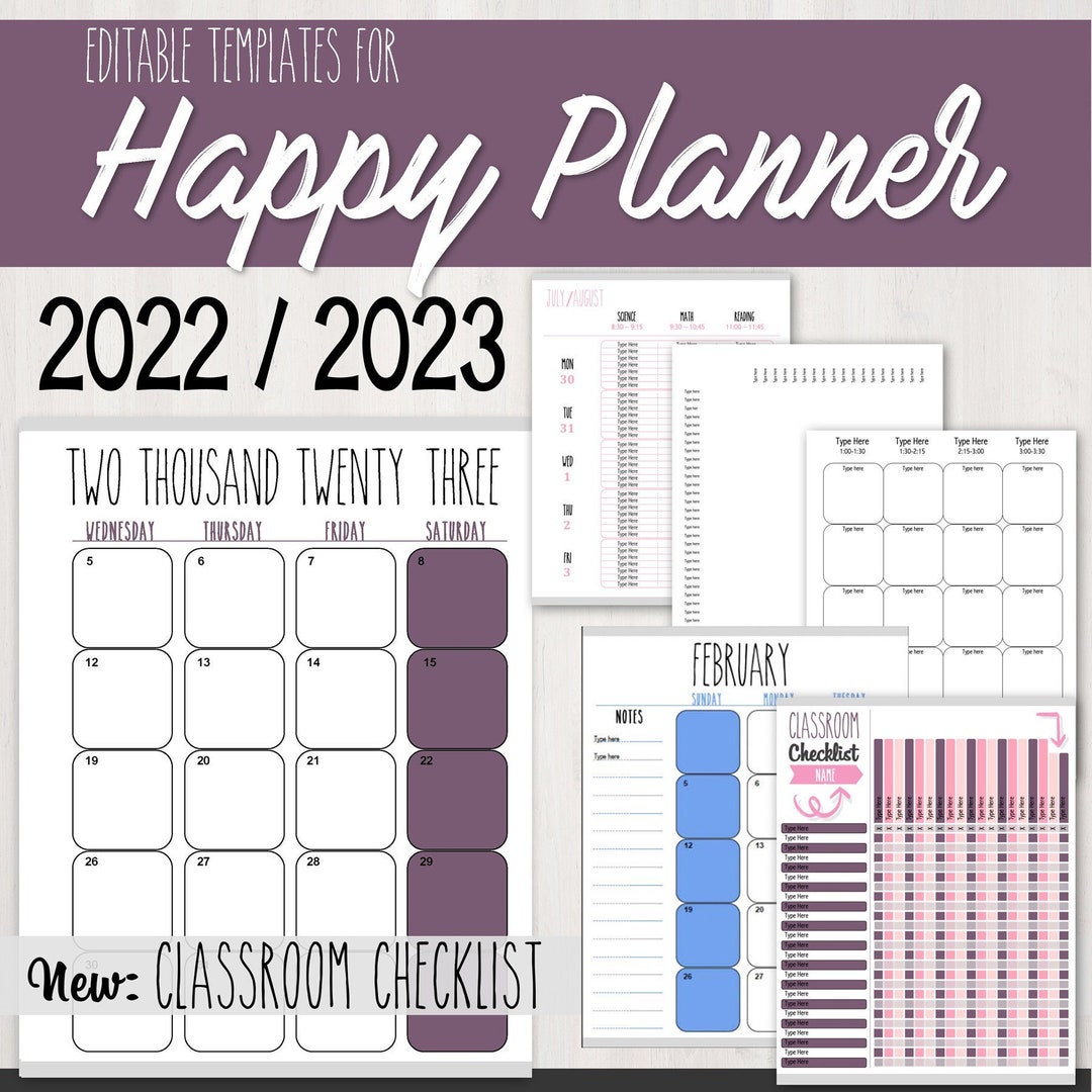 EDITABLE Teacher Planner Templates for Happy Planner Etsy