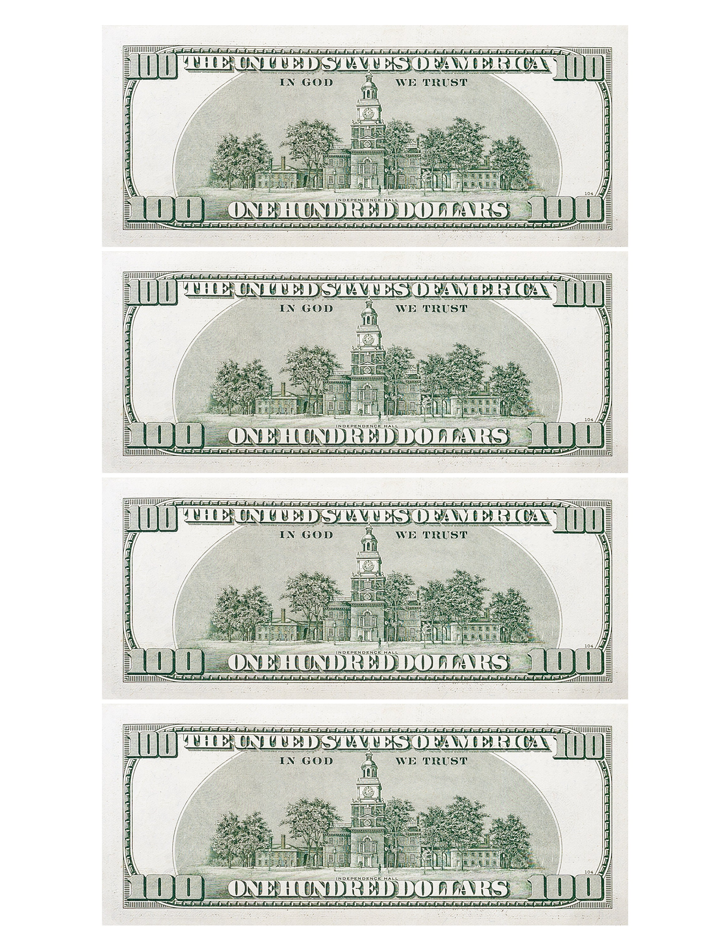 100 Dollar Bill Template