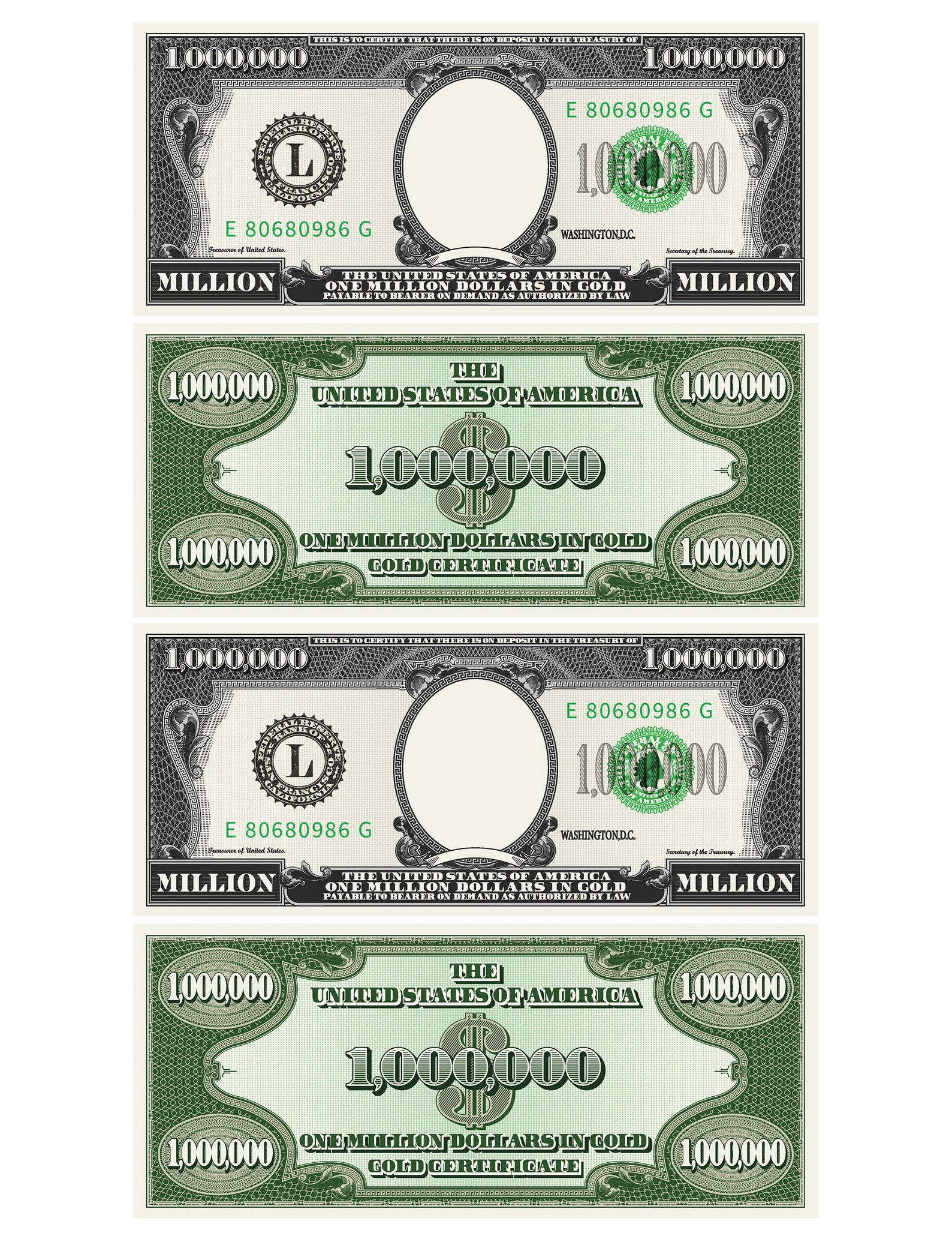1 Million Dollar Bill Printable