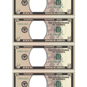 5 Dollar Bill Template - Letter Page With 4 Real Size Dollar Bills ...