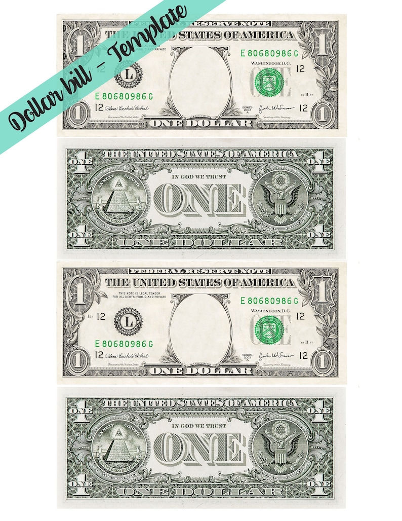 1 Dollar Bill Template Letter Page With 4 Real Size Dollar Etsy 1 Dollar Bill Template Letter Page With 4 Real Size Dollar Etsy