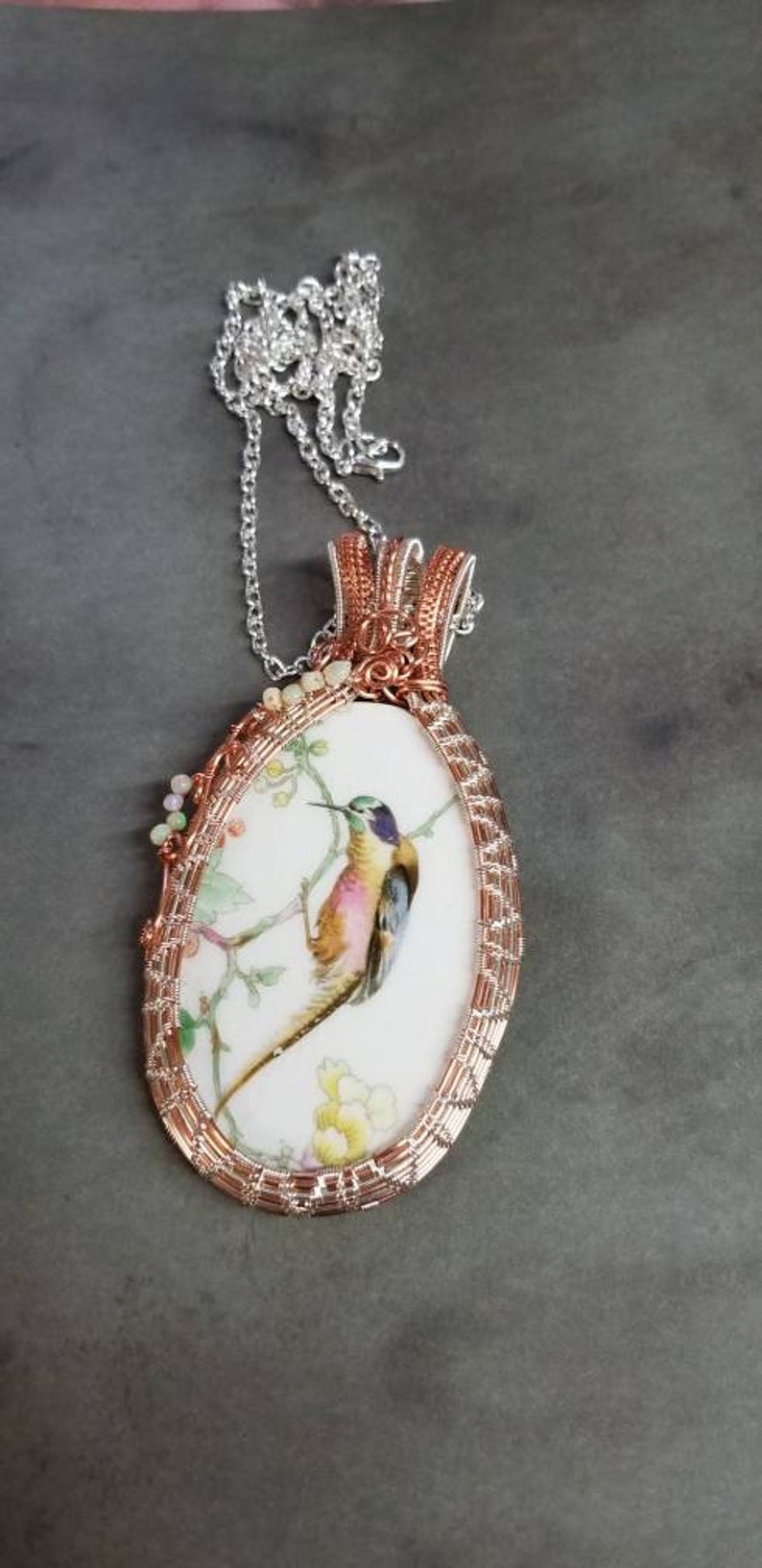 W H Grindley China plate wire woven pendant