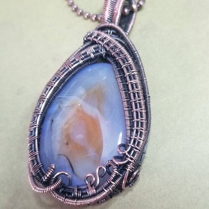 Agate wire woven pendant