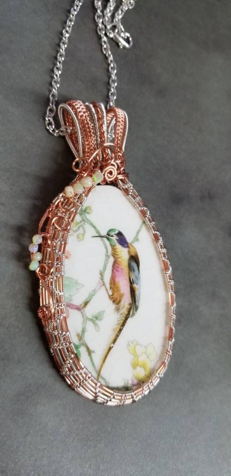 W H Grindley China plate wire woven pendant