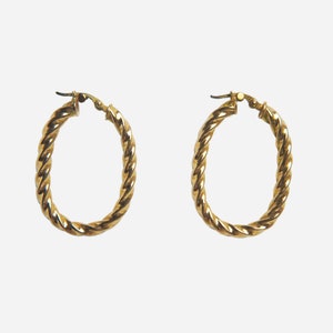 Vintage 14k Yellow Gold Twisted Hoop Earrings